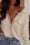 Button Up Long Sleeve Cardigan with Chest Pockets - felvior