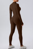 Half Zip Mock Neck Active Jumpsuit - felvior