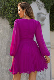 Tied Surplice Neck Pleated Dress - felvior