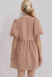 Oh Bow Ruched Puff Sleeve Mini Dress - felvior