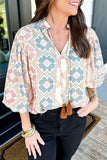 Tassel Tie Neck Balloon Sleeve Blouse - felvior
