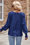 Ruched Round Neck Lantern Sleeve Blouse - felvior