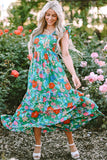 Tiered Ruffled Printed Sleeveless Dress - felvior