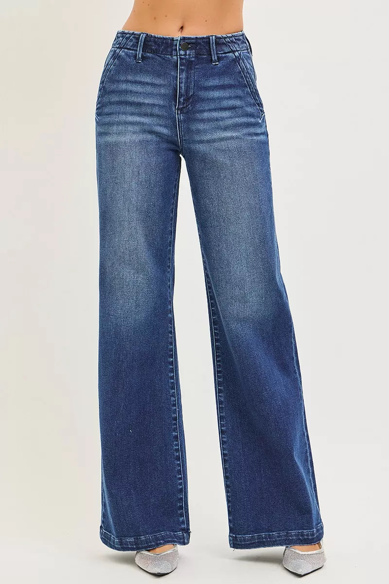 RISEN High Rise Wide Leg Slanted Pocket Jeans Secondary image
