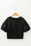 Contrast Stitches Detail Half Sleeve Blouse - felvior