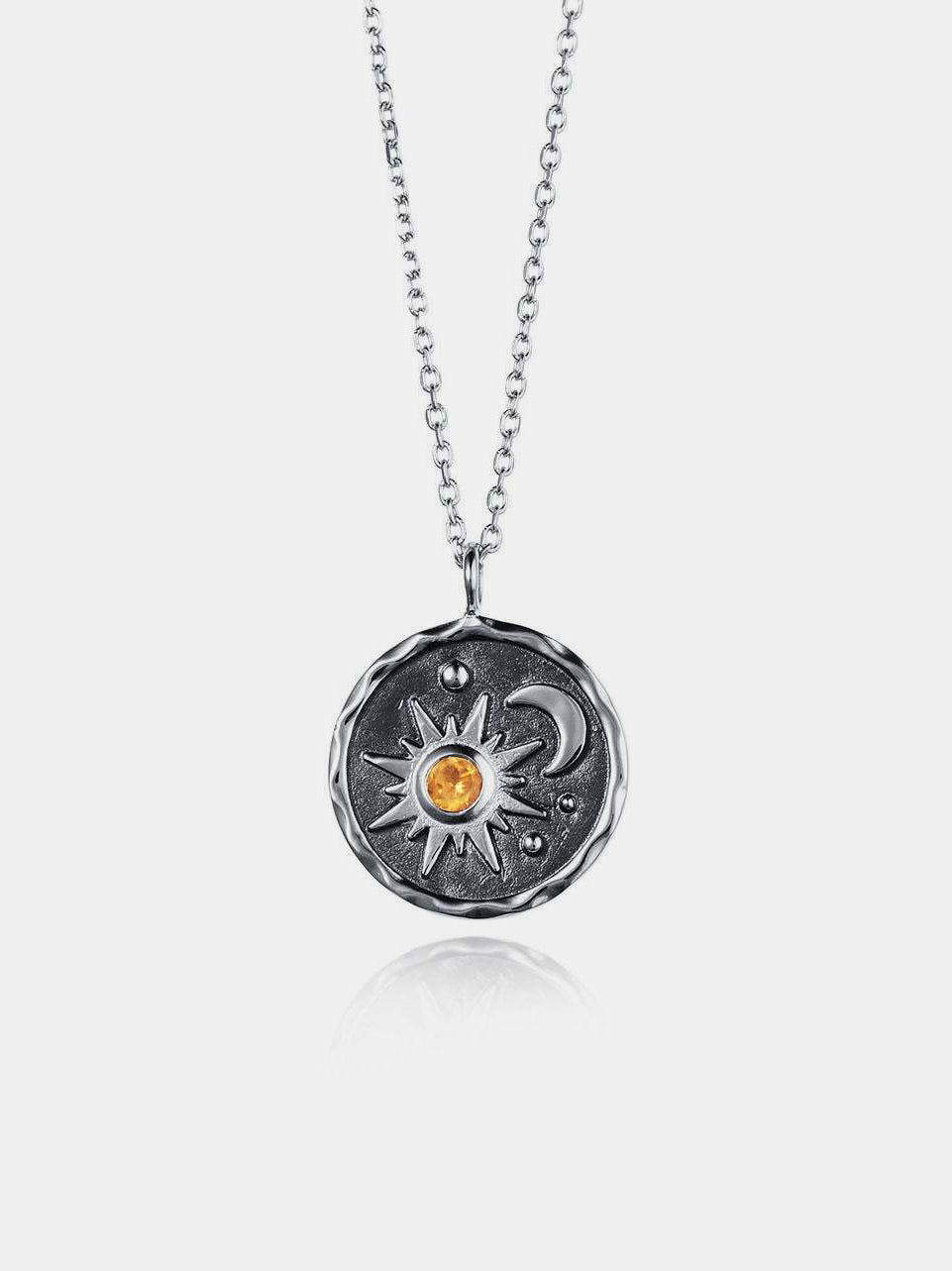 Alloy Inlaid Zircon Sun & Moon Necklace - felvior