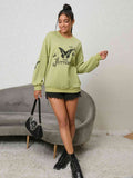 Butterfly Graphic Drop Shoulder Sweatshirt - felvior