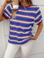 Contrast Striped Round Neck Short Sleeve T-Shirt