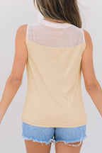 Mesh Patchwork Crew Neck Tank
