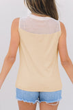 Mesh Patchwork Crew Neck Tank - felvior