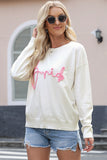 Letter Graphic Round Neck Sweater - felvior
