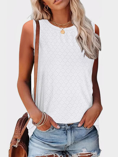 Florira Eyelet Round Neck Tank - felvior