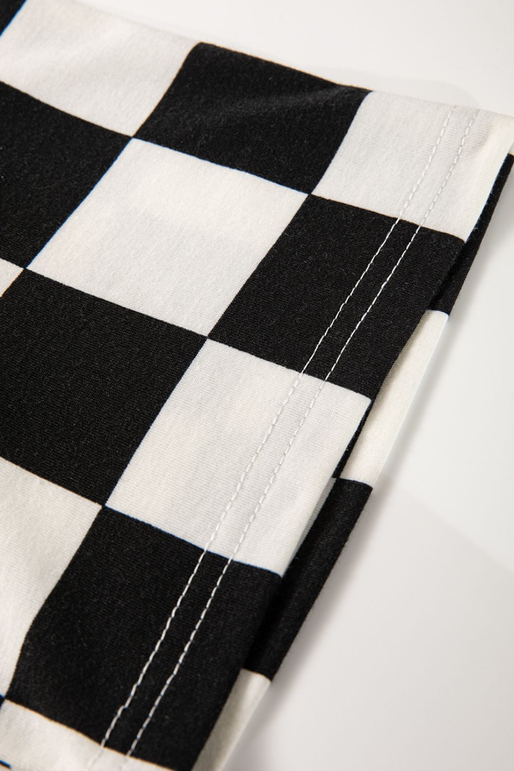 Checkerboard V Neck Loose Tee and Shorts Set - felvior