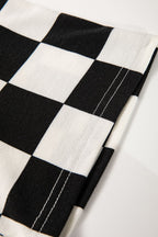 Checkerboard V Neck Loose Tee and Shorts Set