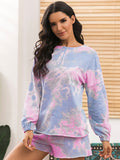 Ivy Lane Tie-Dye Long Sleeve Top and Shorts Lounge Set - felvior