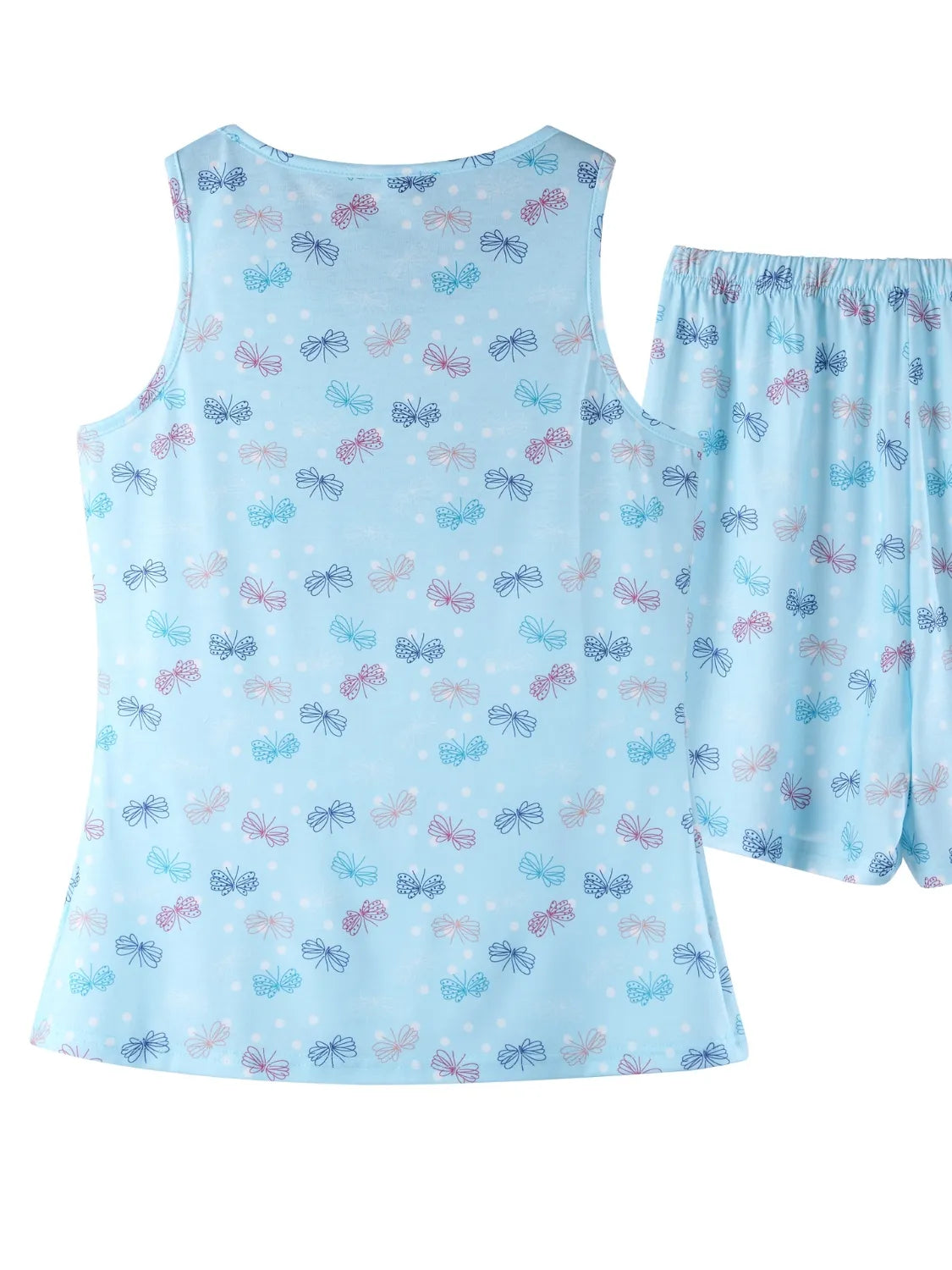Printed Round Neck Top and Shorts Lounge Set