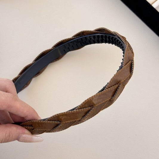 PU Leather Braided Hair Headband - felvior