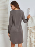 Lace Detail Long Sleeve Mini Lounge Dress - felvior