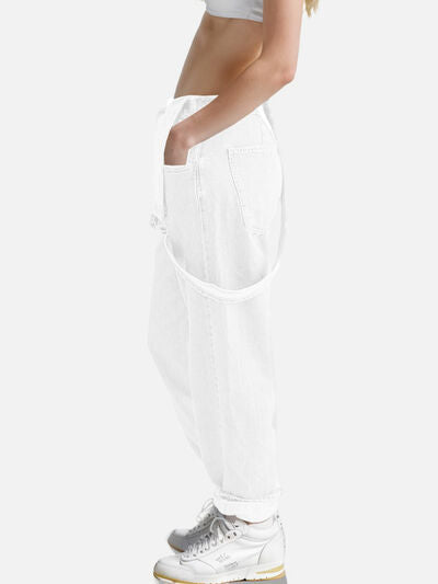 Square Neck Wide Strap Denim Overalls - felvior