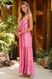 Printed Surplice Maxi Cami Dress - felvior