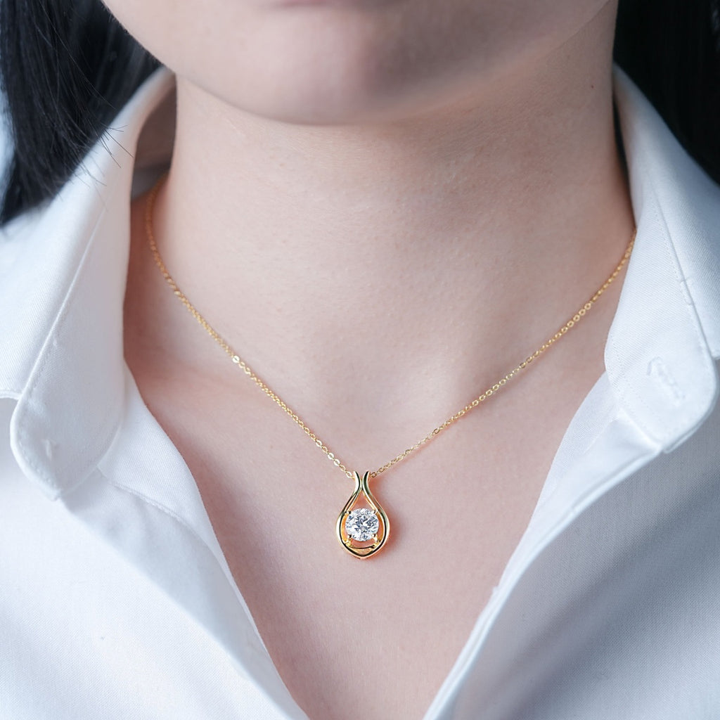 2 Carat Moissanite 925 Sterling Silver Pendant Necklace