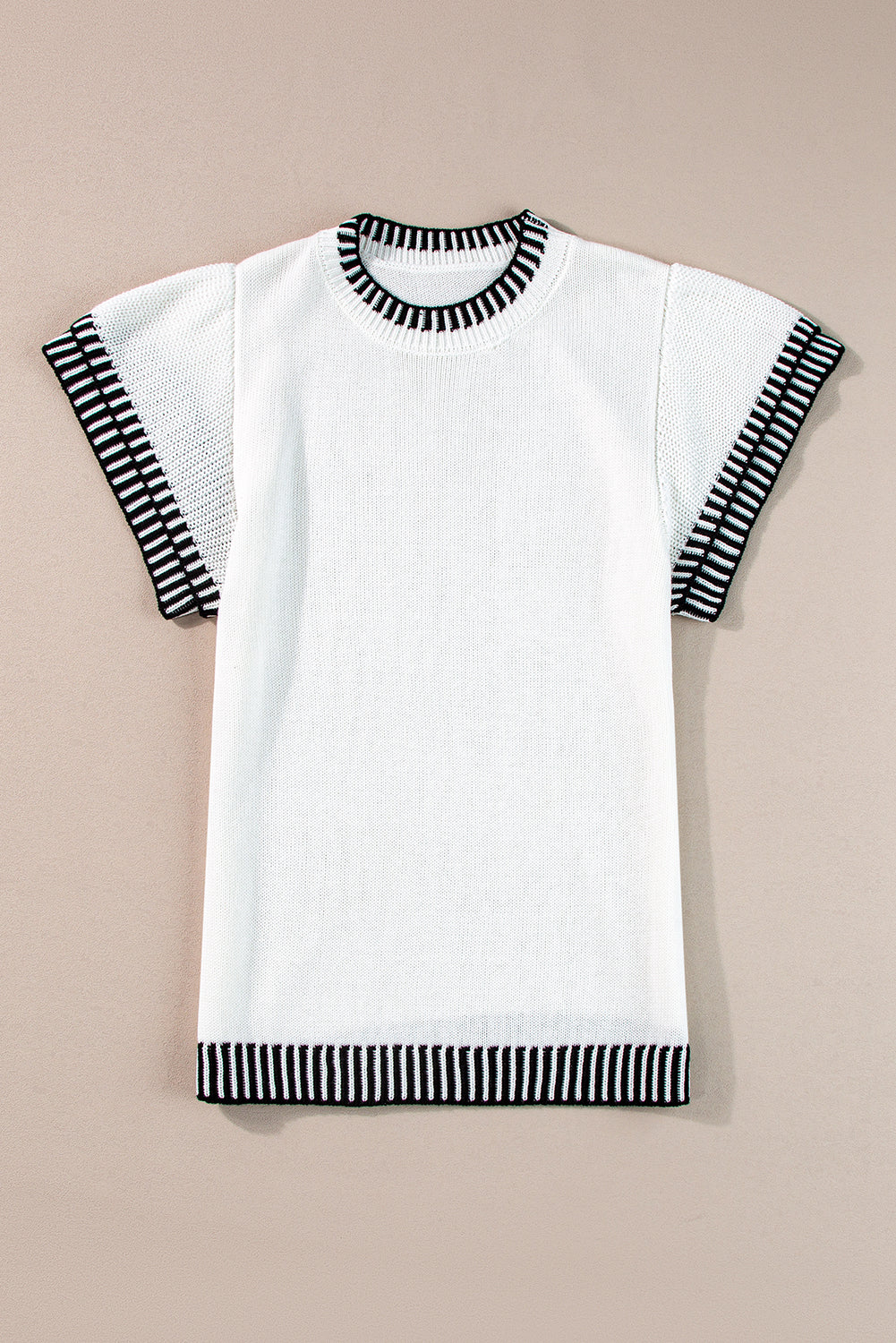 Round Neck Short Sleeve Knit Top - felvior