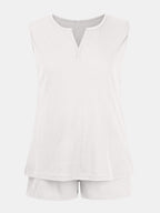 Full Size Waffle-Knit Notched Top and Shorts Set