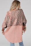 Textured Leopard Dropped Shoulder Blouse - felvior