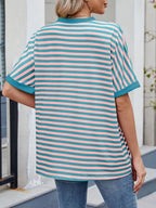 Striped Round Neck Half Sleeve T-Shirt