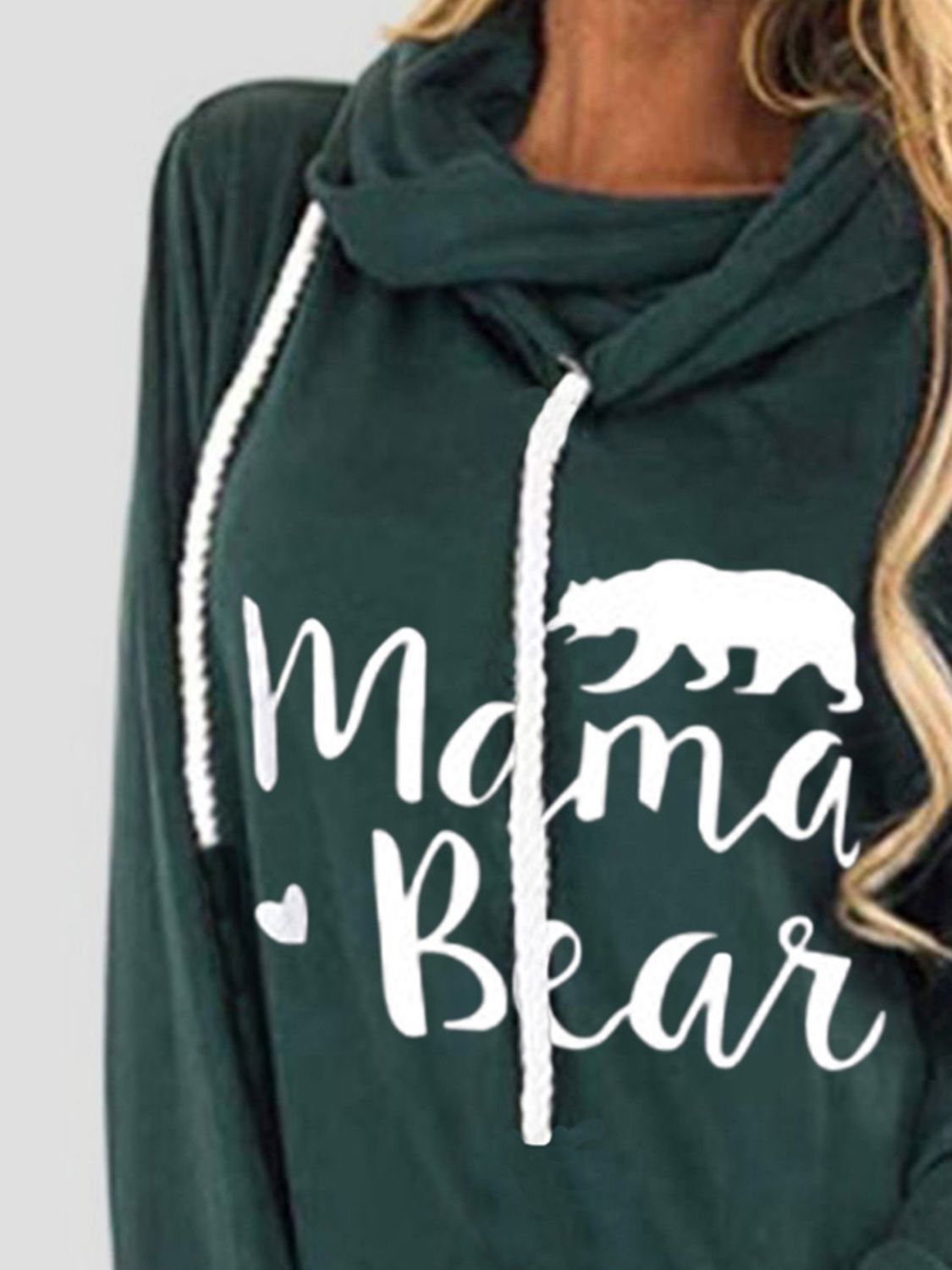 Drawstring Letter Graphic Long Sleeve Hoodie - felvior
