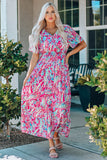 Multicolored V-Neck Maxi Dress - felvior
