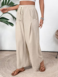 Perfee Drawstring Wide Leg Pants - felvior