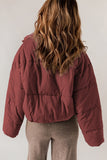 Zip Up Collared Neck Long Sleeve Winter Coat - felvior