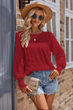 Ruched Round Neck Lantern Sleeve Blouse - felvior