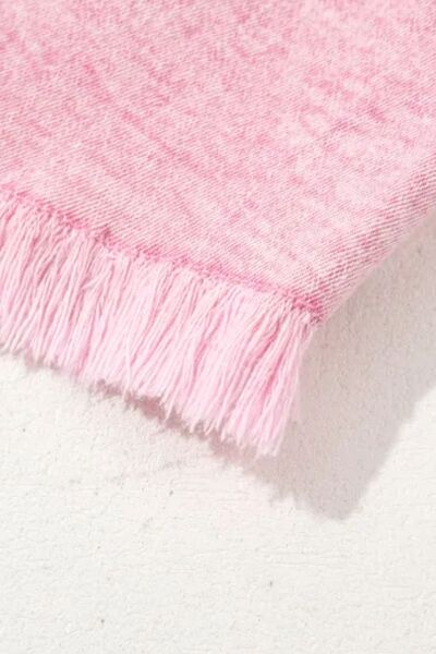 Washed Wide Smocked Waistband Frayed Denim Shorts