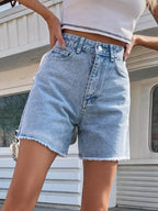Raw Hem High Waist Denim Shorts