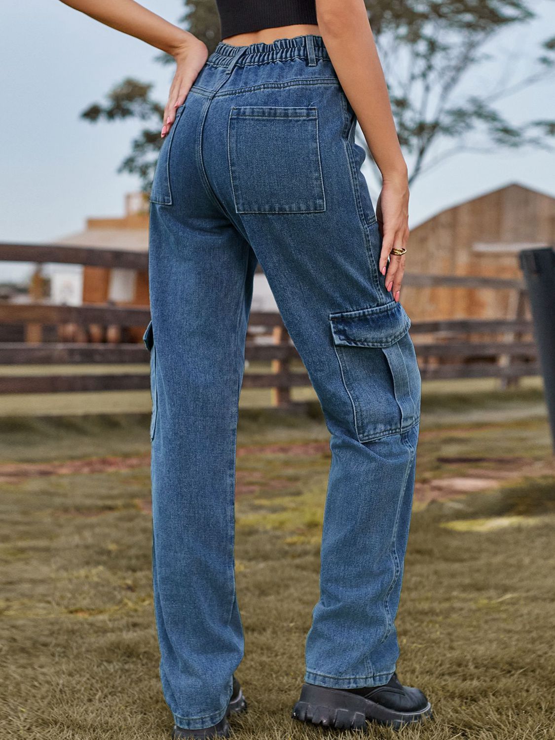 High Waist Cargo Jeans - felvior