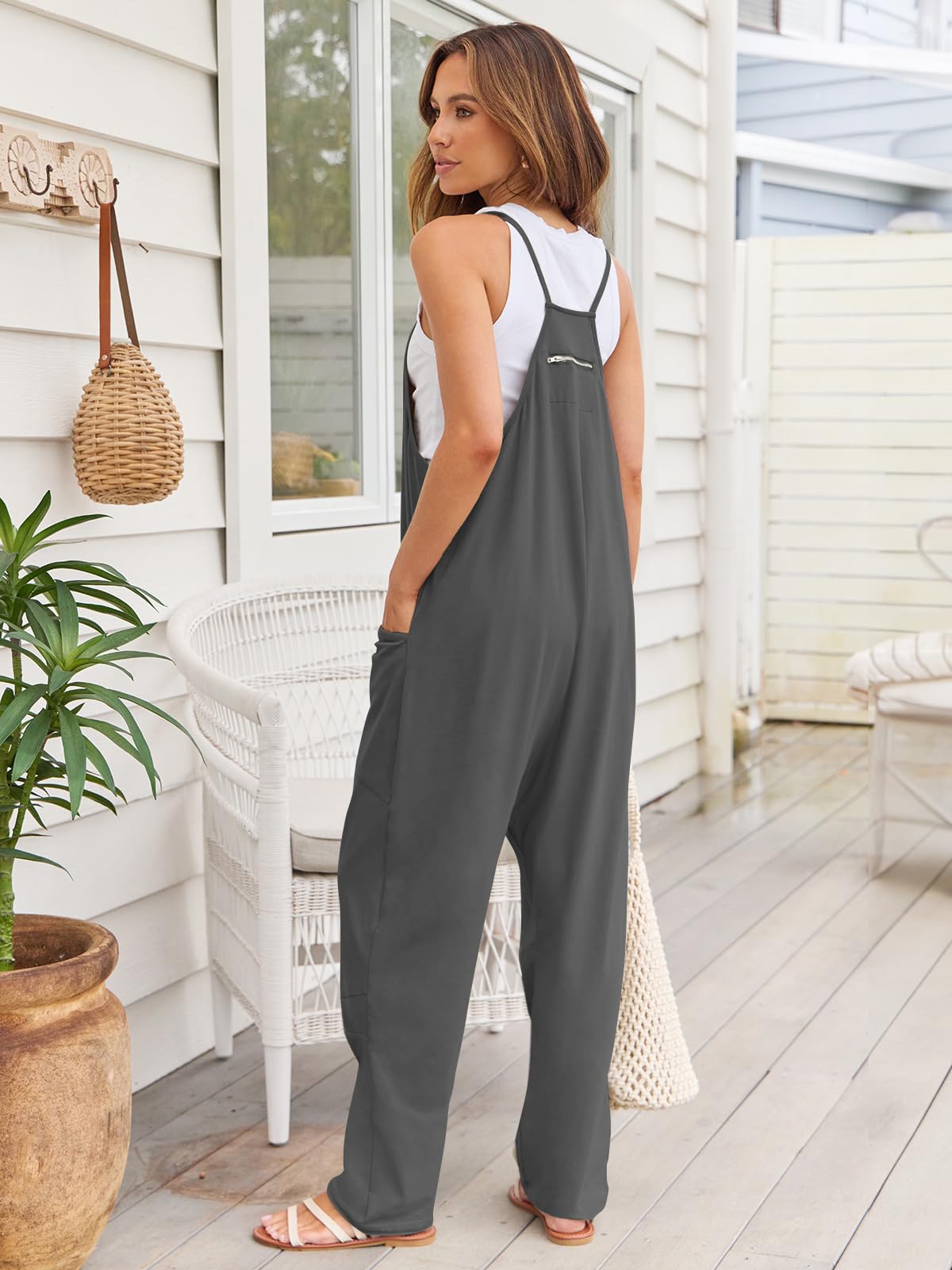 V-Neck Spaghetti Strap Jumpsuit - felvior