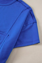 Patched Pocket Exposed Seam Oversize T-shirt