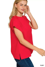 Zenana Textured Knit Jacquard Short Sleeve Top