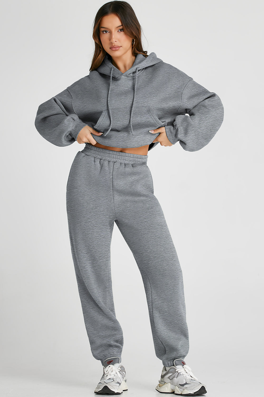 Dropped Shoulder Hooded Top and Pants Active Set - felvior