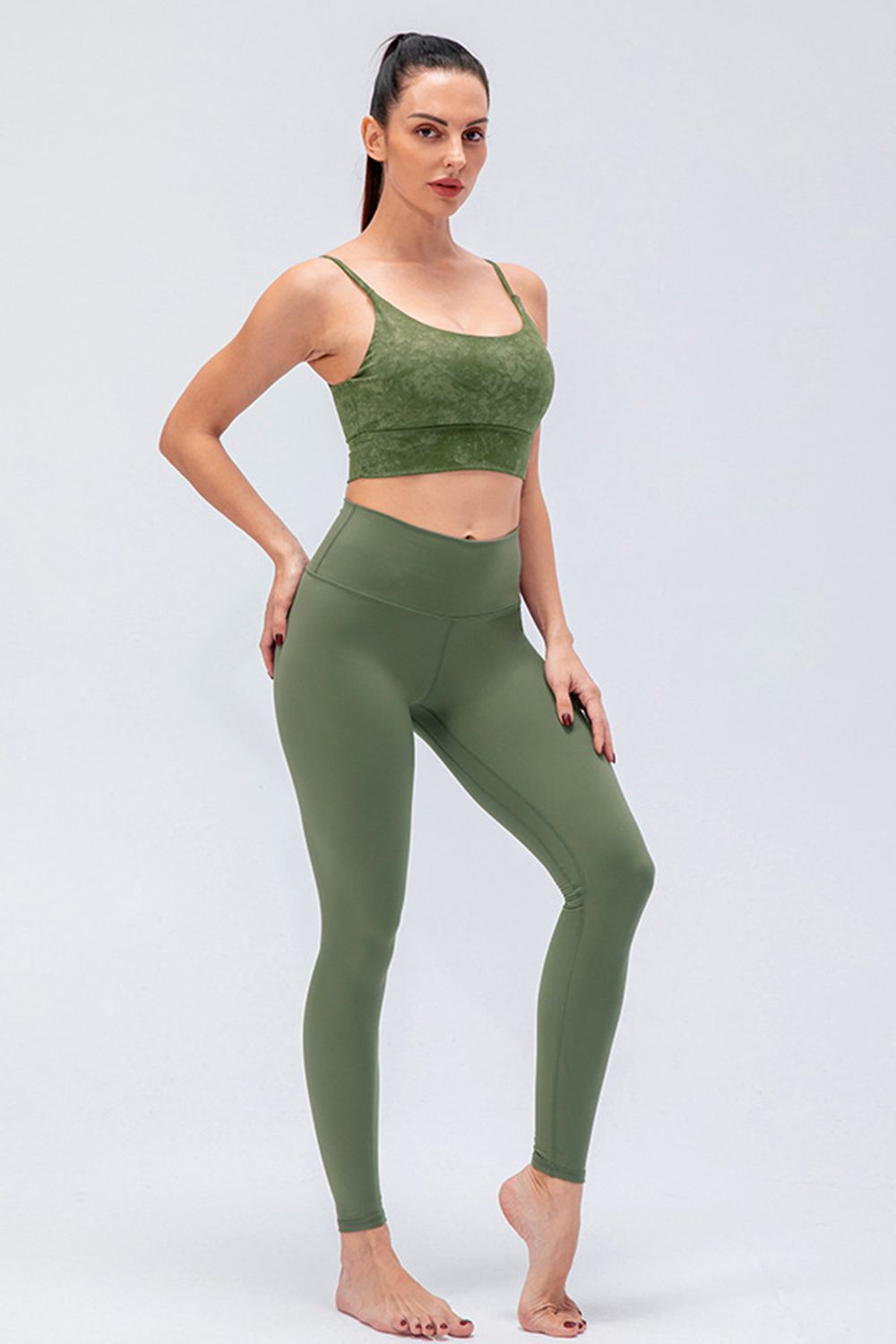 Wide Waistband Slim Fit Active Leggings - felvior