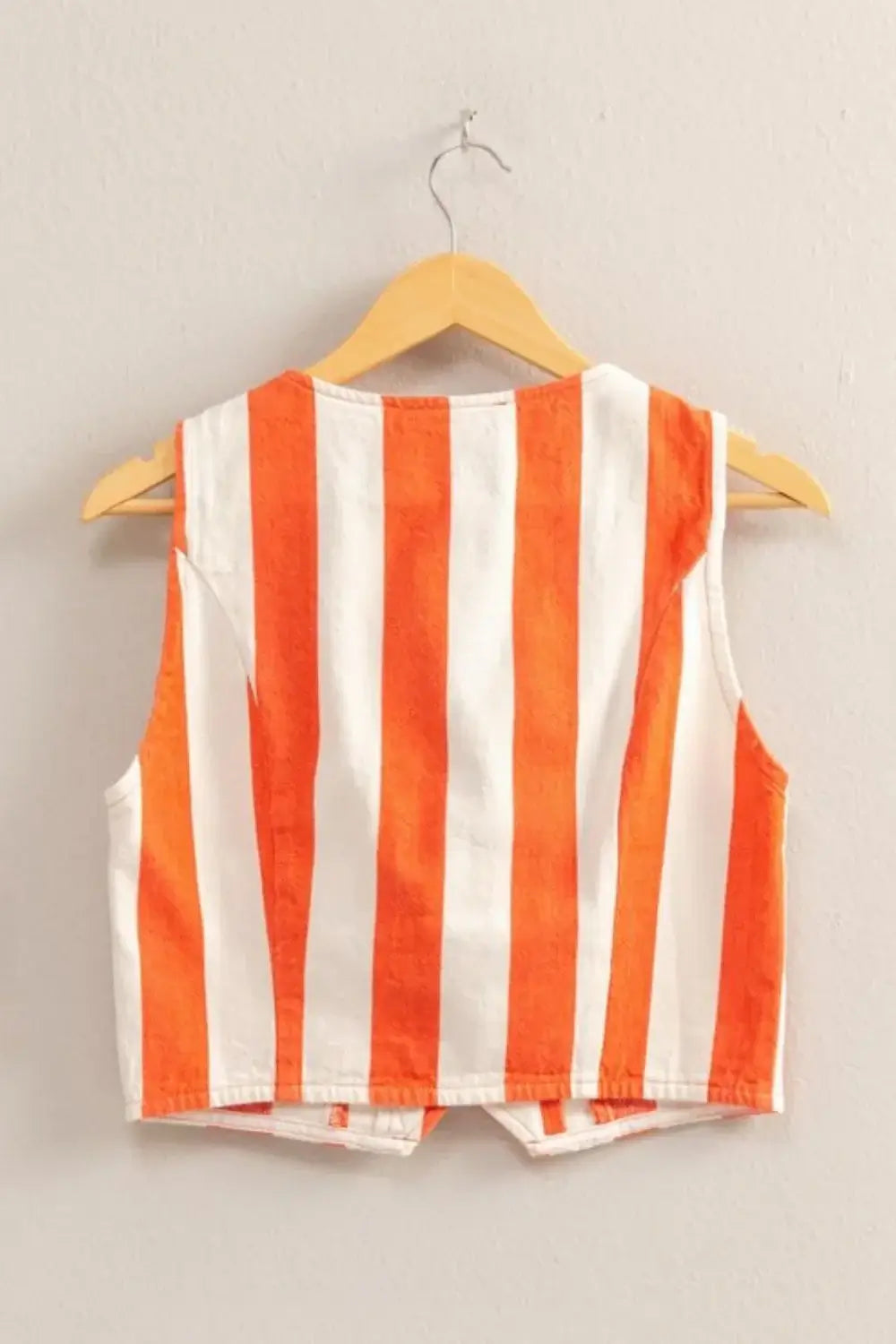 HYFVE Woven Striped V-Neck Button Down Vest