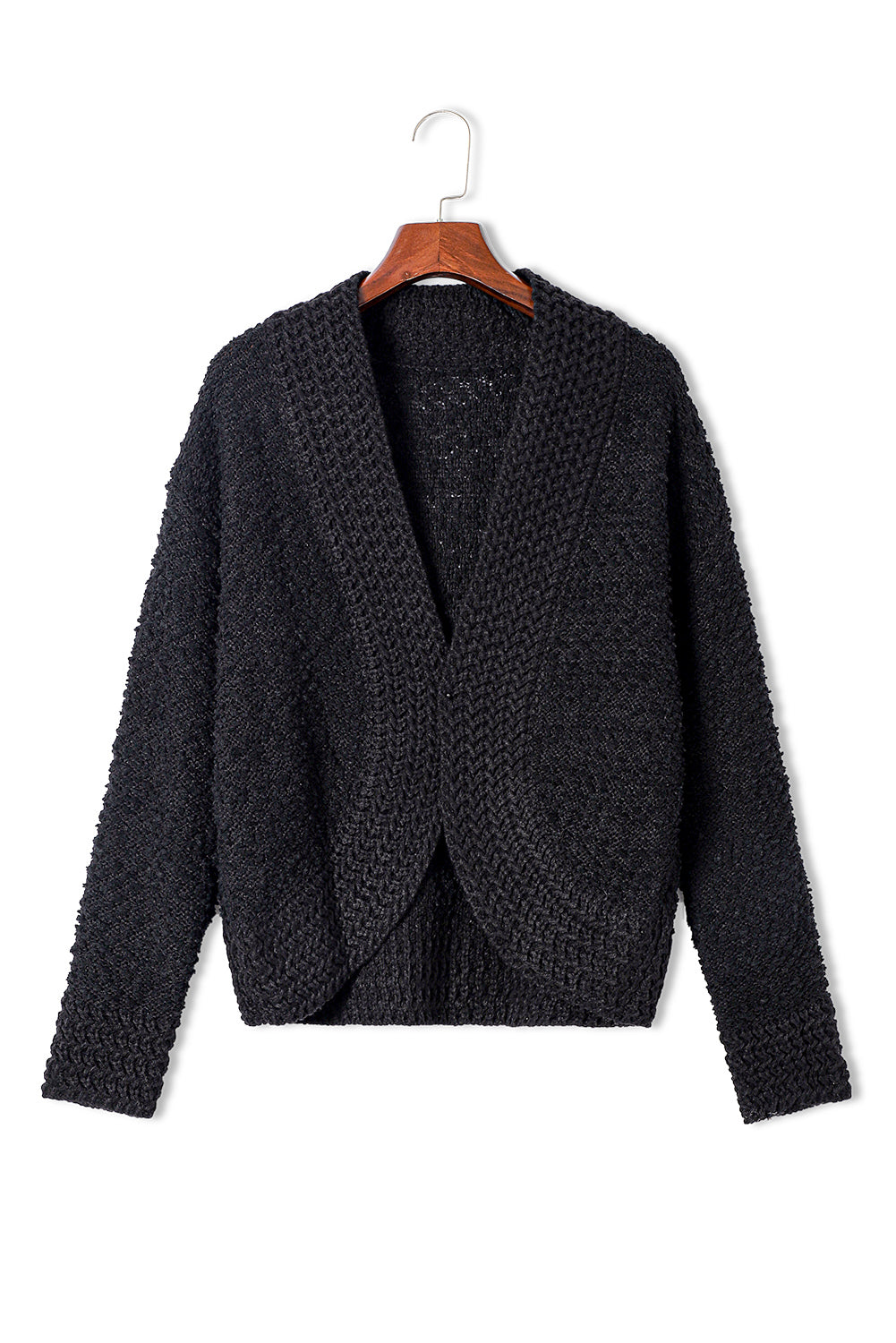 Solid Color Open Front Cardigan - felvior