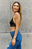 Leto Ribbed Lace Boho Racerback Bralette in Black - felvior