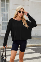 Backless Round Neck Long Sleeve T-Shirt
