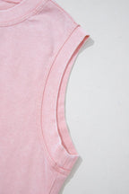 Mineral Wash Cotton Tank Top and Slit Skort Set