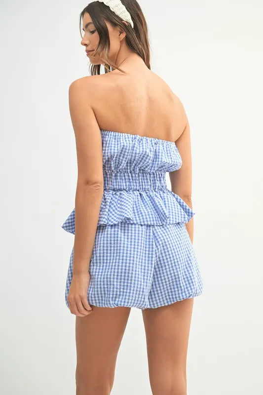 MABLE Gingham Tube Top and Shorts Set - felvior