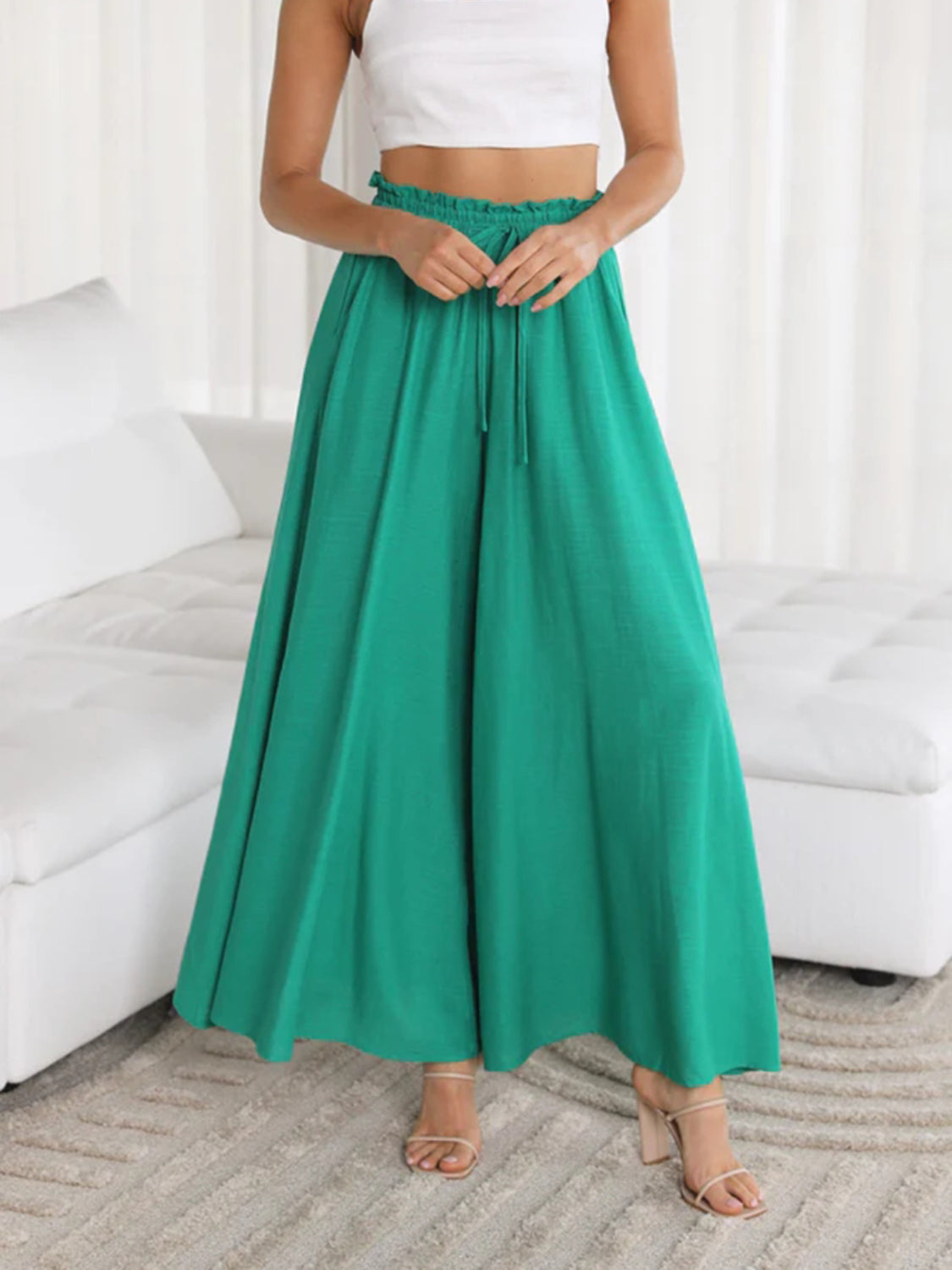 Wide Leg Pants with Pockets - felvior