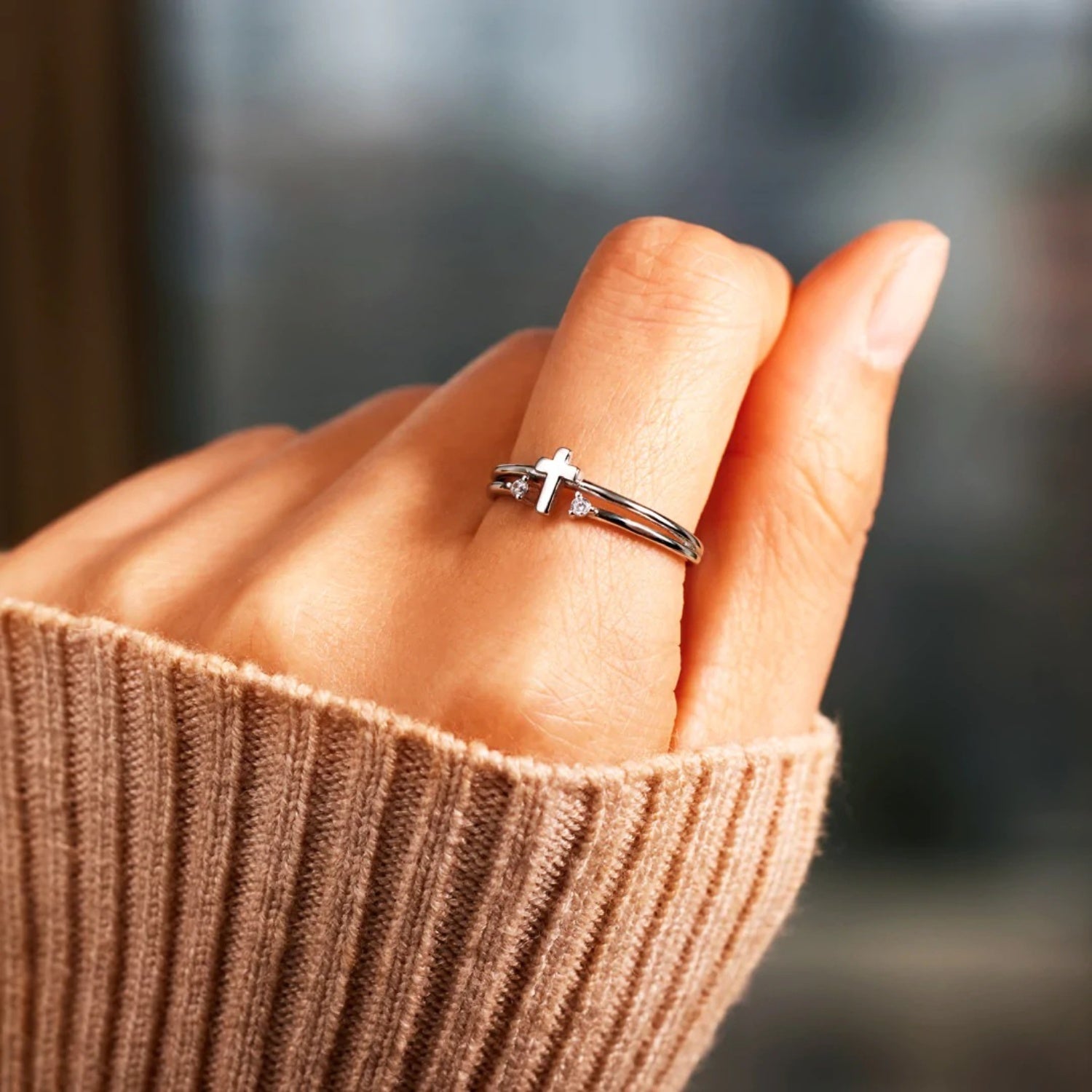 925 Sterling Silver Cross Ring - felvior